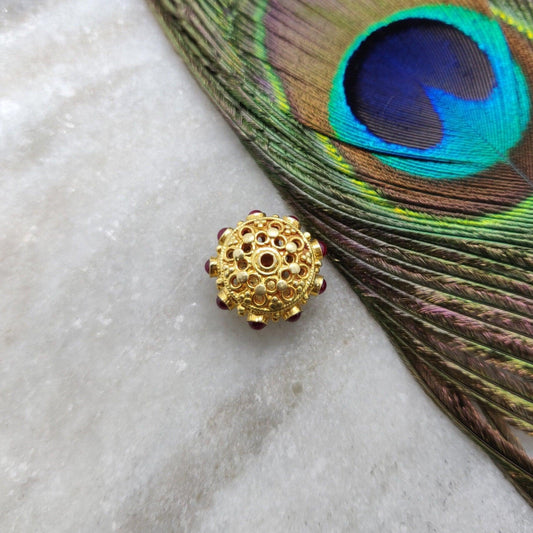 18KTT Gold Ruby Wheel Spacer Beads 14x10mm