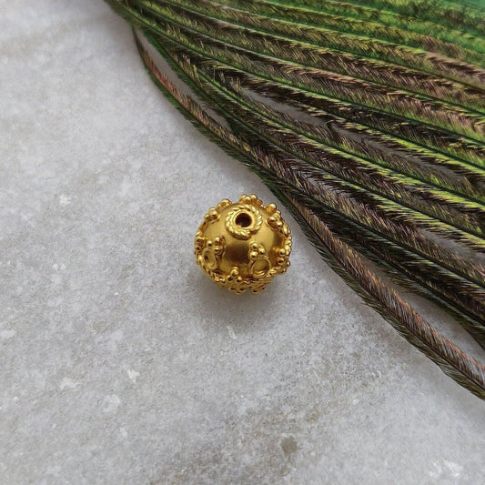18 Karat Yellow Gold Spacer Ball Beads Jewelry Making Supplies 10mm