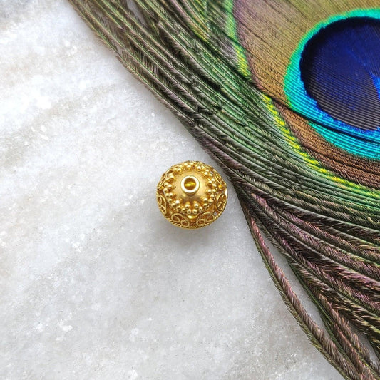 18K Solid Yellow Gold 11mm Round Gold Beads