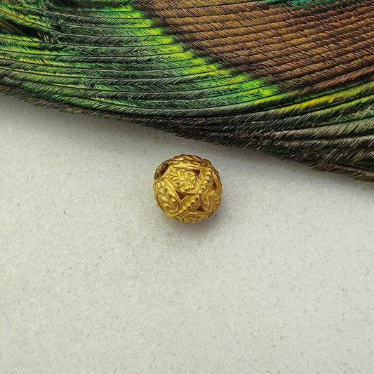 18 Carat Solid Yellow Gold Antique Round Ball Gold Spacer Bead Components 8mm