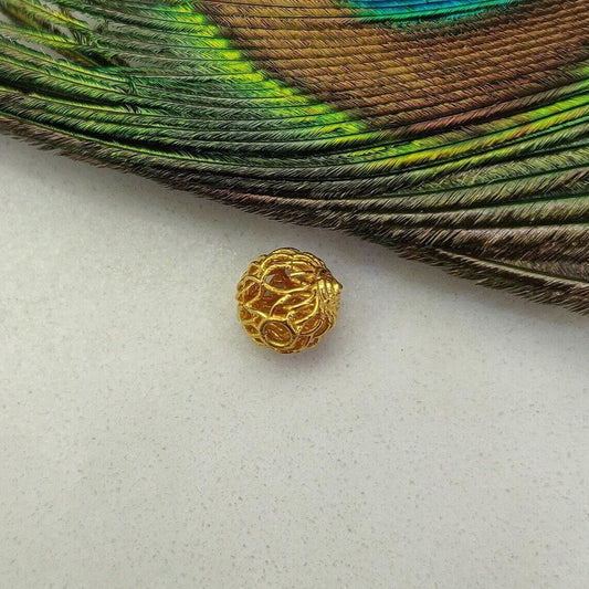 18 Carat Solid Yellow Gold Round Gold Spacer Bead Components 10X8mm