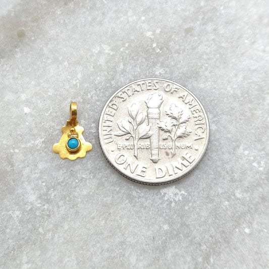 18k Solid Yellow Gold Fancy Turquoise Charm Jewelry 6x9mm - Sar Gems