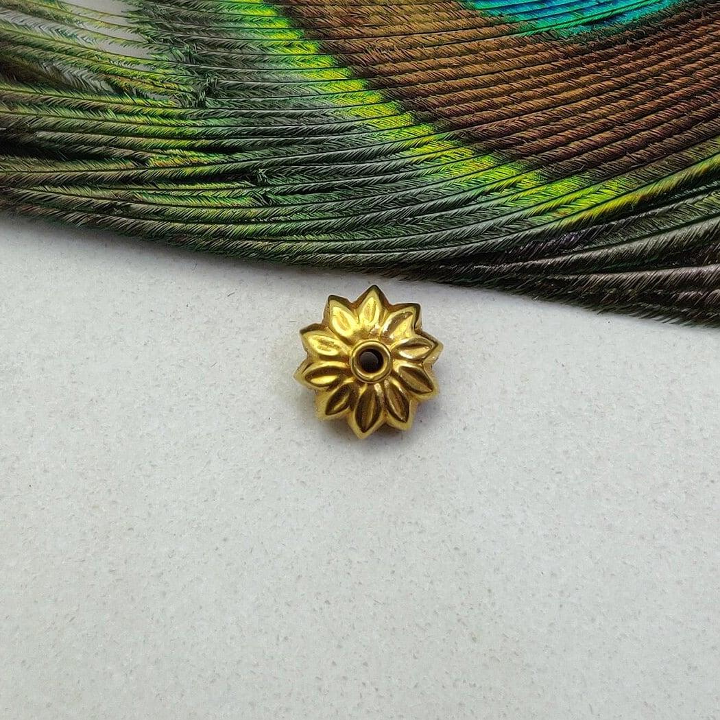 18 Carat Yellow Gold Sun Shape Gold Spacer Bead Finding 9mm