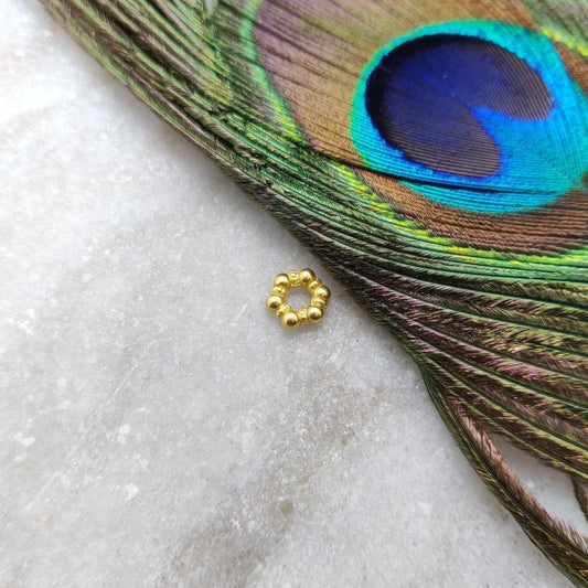 18K Solid Yellow Gold Wheel Gold Spacer Bead Components 7MM