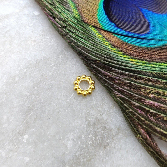 18 Karat Solid Yellow Gold Round Gold Spacer Bead Components Finding 7mm