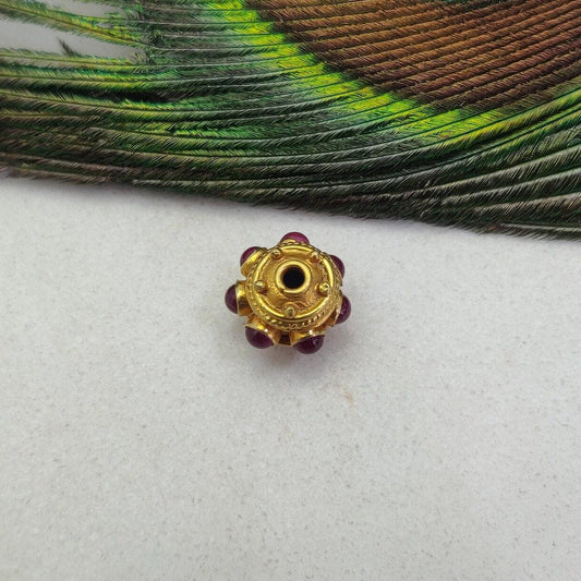 18KTT Gold Ruby Round Spacer Beads 9mm