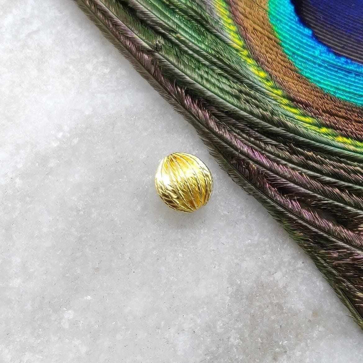 18 Carat Solid Yellow Gold Ball Gold Spacer Bead Components 7x6mm Handcrafted Jewelry