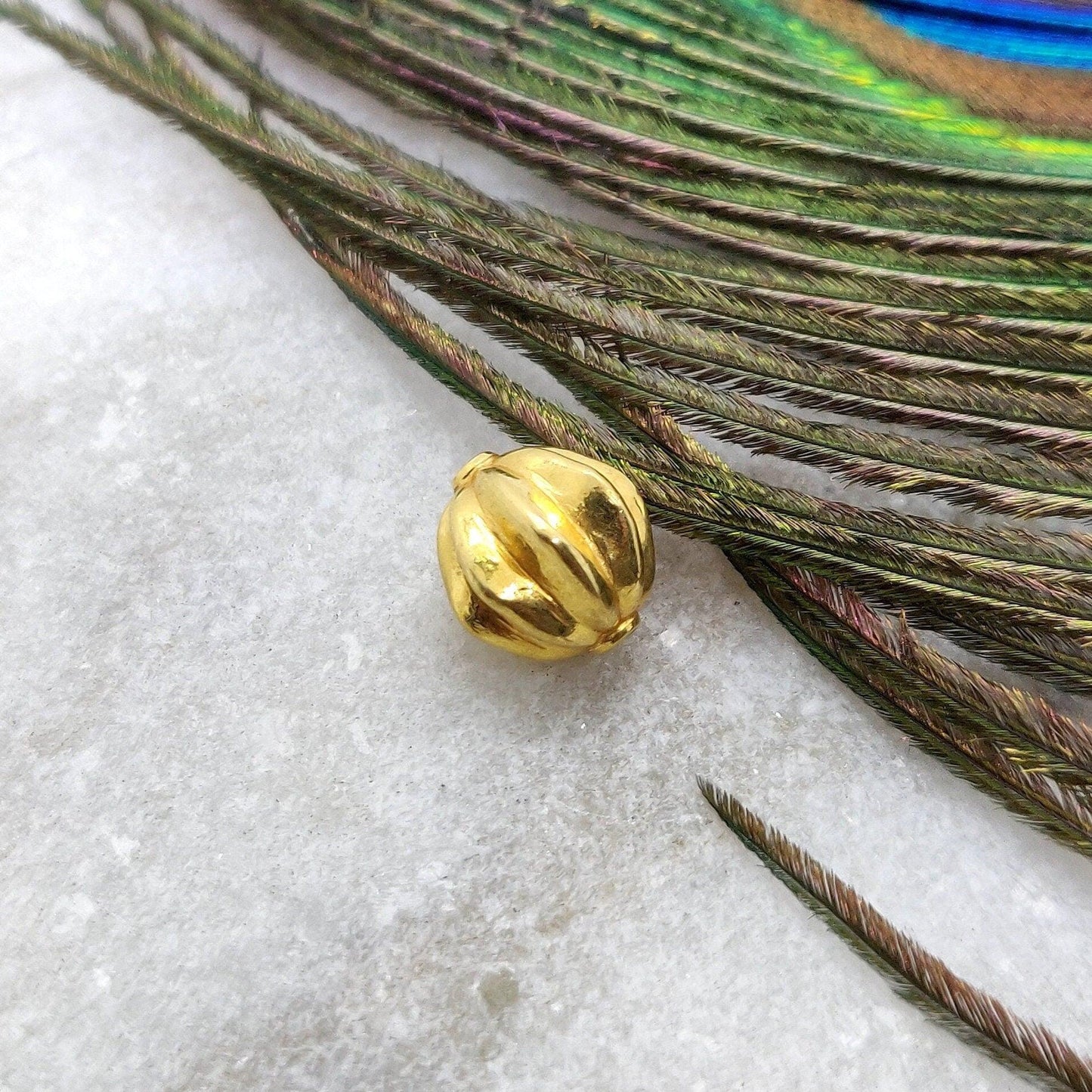 18 Carat Solid Yellow Gold Corrugated Gold Spacer Bead Components