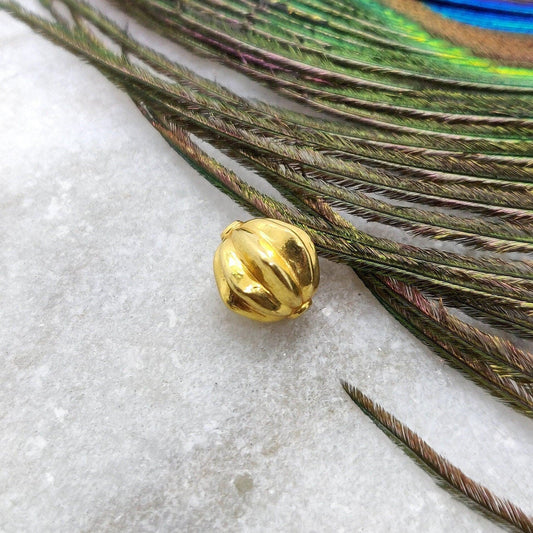 18 Carat Solid Yellow Gold Corrugated Gold Spacer Bead Components
