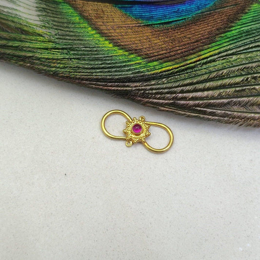 18KT Gold Gem Studded S Jewelry Clasp 18mm