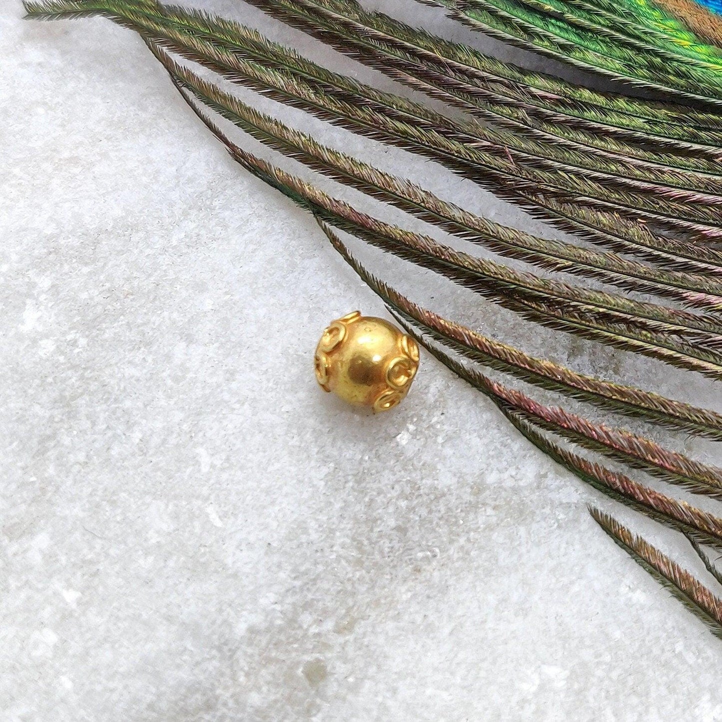 18KT Solid Yellow Gold Antique Gold Spacer Bead Components 6x7mm