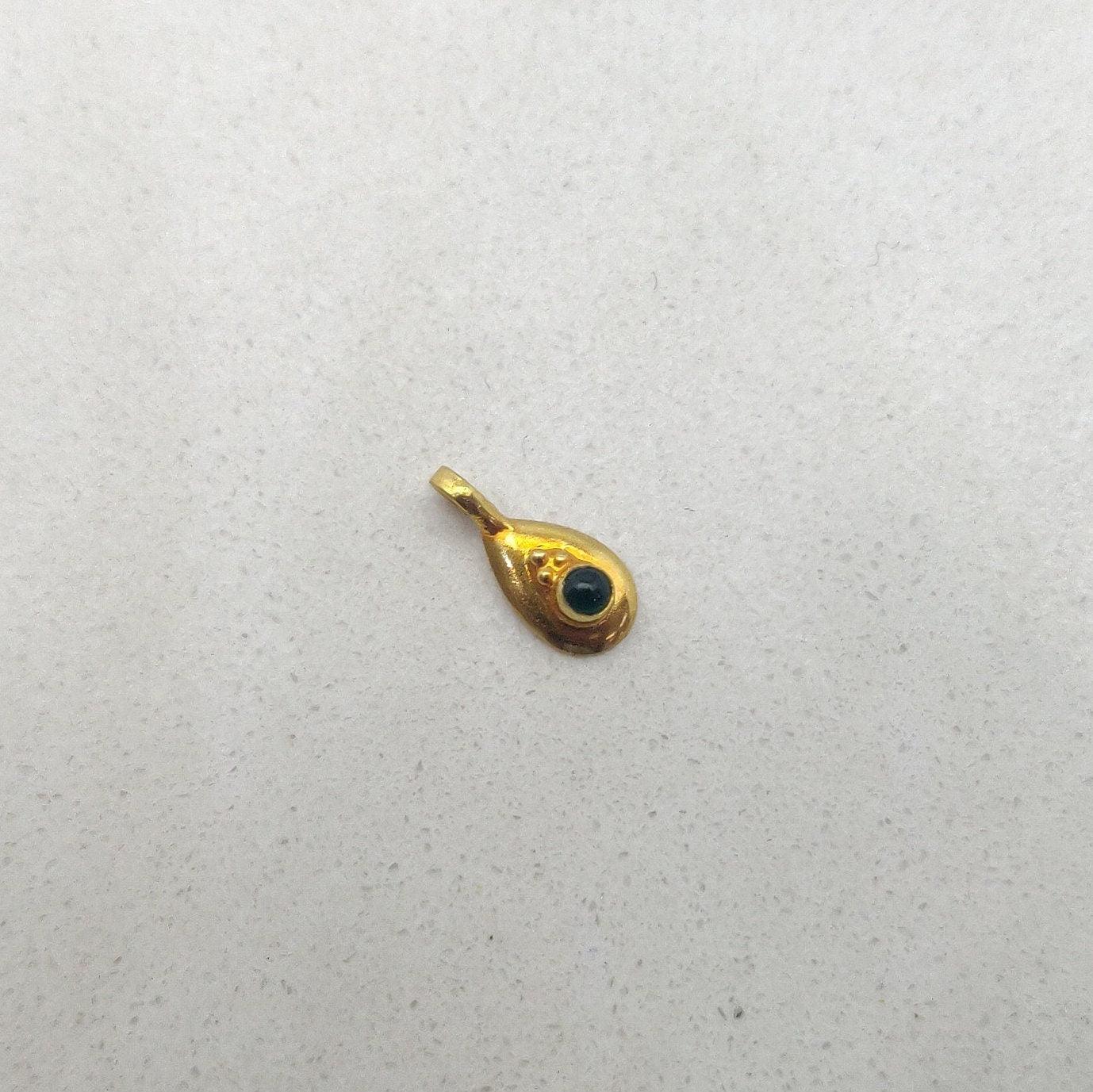 18k Yellow Gold Tear Drop Stone Charm Pendent 7mm - Sar Gems