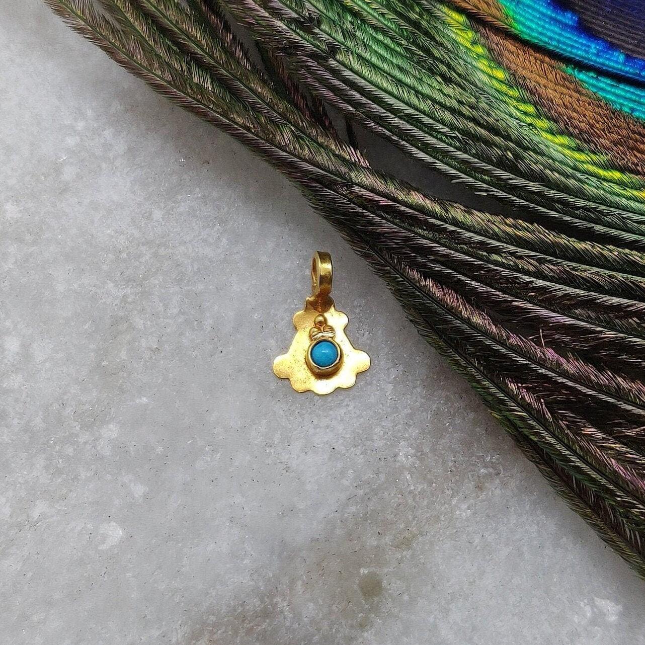 Delicate 18K Gold Fancy Turquoise Charm Jewelry 6x9mm