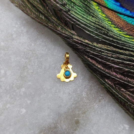 Delicate 18K Gold Fancy Turquoise Charm Jewelry 6x9mm