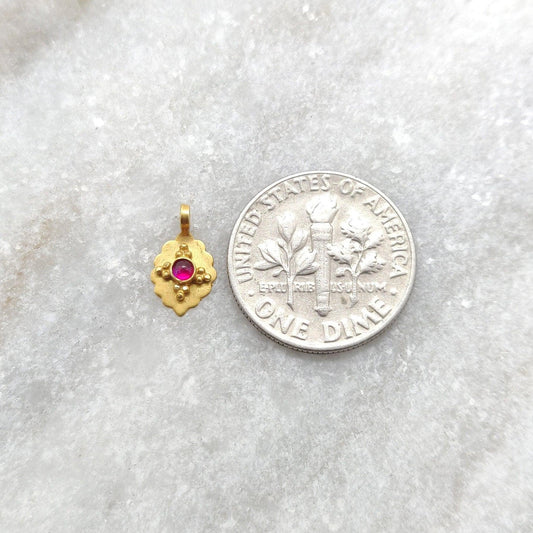 18k Solid Yellow Gold Fancy Oval Charm Pendant 6x11mm - Sar Gems