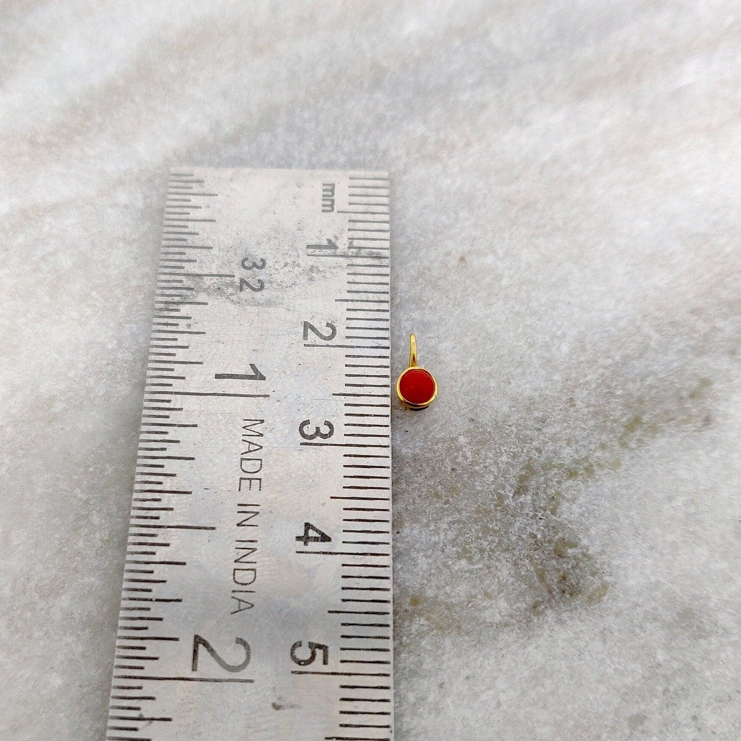 18k Solid Yellow Gold Round Stone Charm Pendant 7mm - Sar Gems