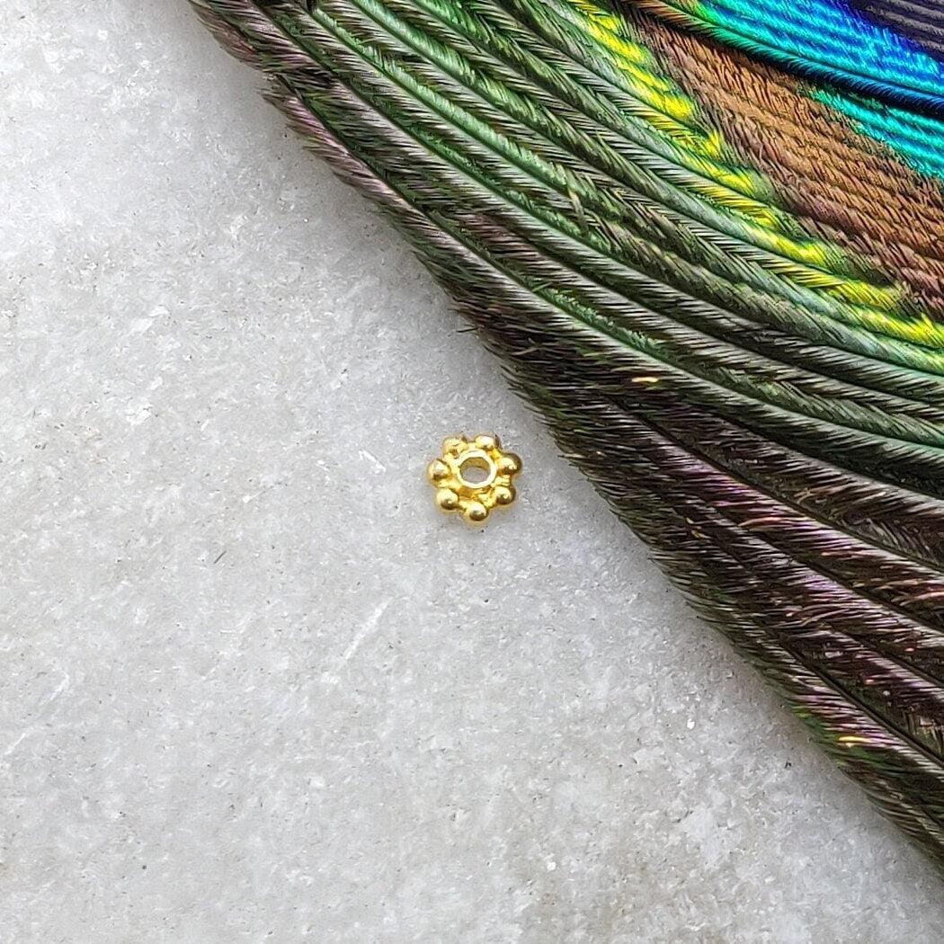 18K Solid Yellow Gold 3mm Gold Spacer Bead Sold in 4pcs