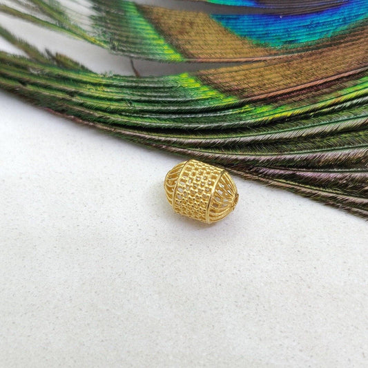 8x10 mm 18 Karat Yellow Gold Fancy Tube Mesh Beads