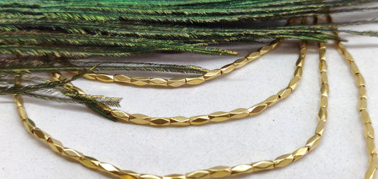 18 Carat Yellow Gold faceted Tube Bead Gold Spacer Beads Sold as 4 Pcs