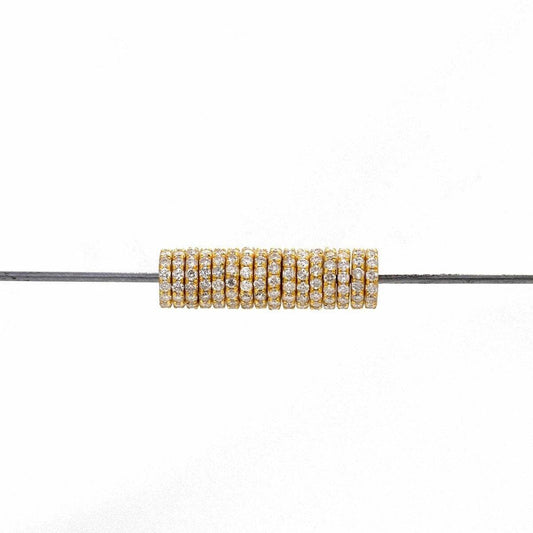 Diamond 14k Yellow Gold Wheel Spacer Findings Beads - SAR Gems