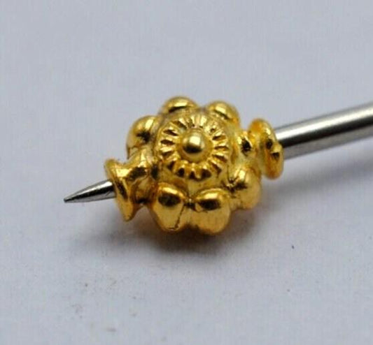 Handmade 18 Karat Gold Engraved Design Fancy Gold Spacer Bead Components 6mm