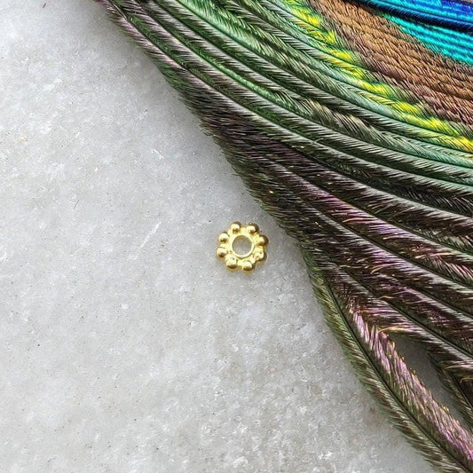 18K Solid Gold Daisy Spacer Jewelry Supplies Sold as 4 Pcs