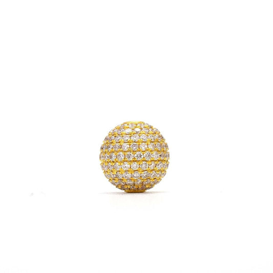 14k Solid Yellow Gold Pave Diamond Ball Spacer Beads - SAR Gems