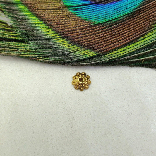 18K Yellow Gold-Plated Floral Bead Cap Making DIY Craft Supplies for Elegant Jewelry Designs