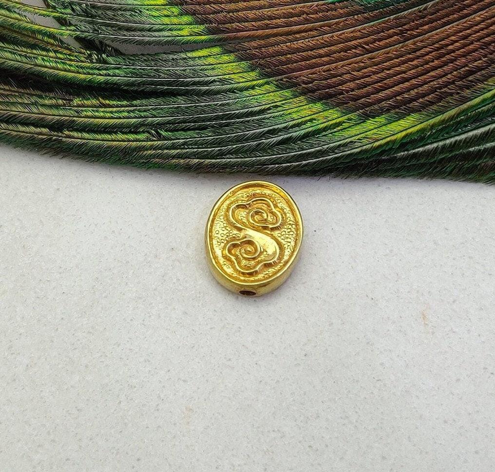 18 Carat Solid Yellow Gold Oval Gold Spacer Bead Components 10x9mm