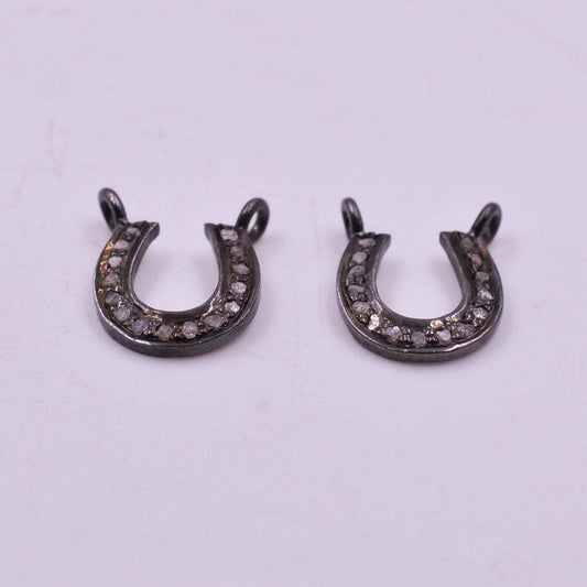 925 Sterling Silver Pave Diamond Charms Connector - SAR Gems