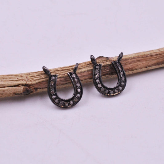 925 Sterling Silver Pave Diamond Charms Connector - SAR Gems