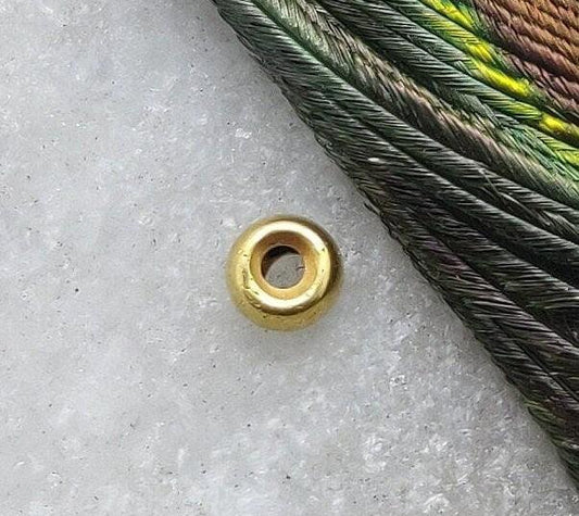 18 Carat Solid Yellow Gold Donat Gold Spacer Bead Components Sold as 2pcs