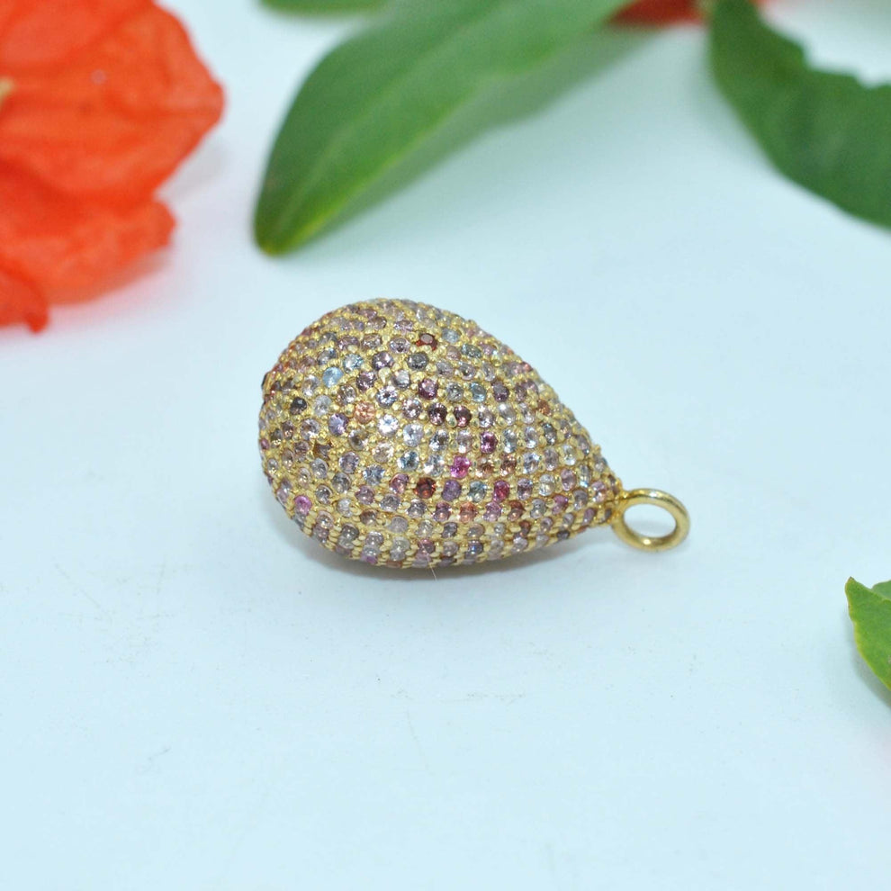 925 Sterling Silver Multi Sapphire Teardrop Charm