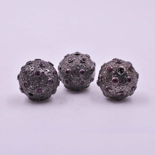 925 Sterling Silver Ruby Spacer Finding Beads - view 3