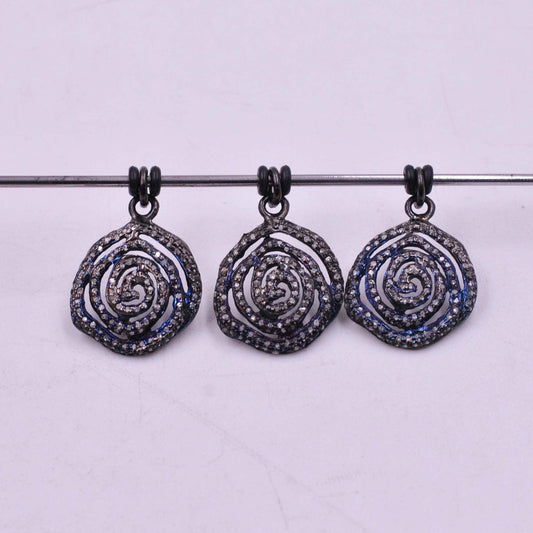925 Sterling Silver Pave Diamond Spiral Pendant