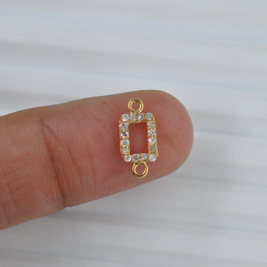 14k Solid Gold Diamond Rectangle Connector Jewelry Supplies - SAR Gems