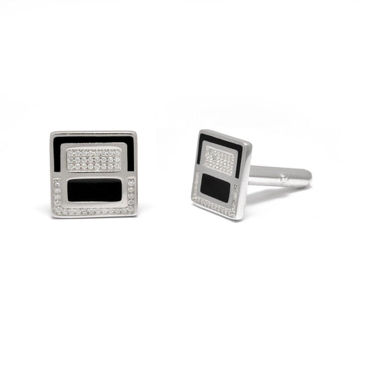 925 Sterling Silver Cufflinks with CZ Stones - Sar Gems