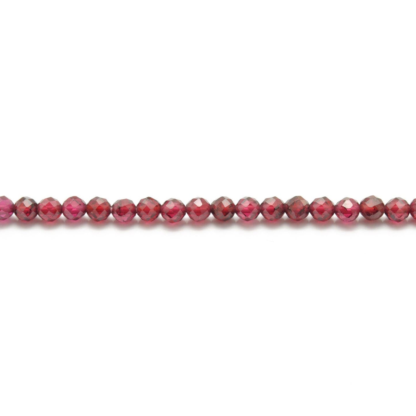 Natural Red Garnet Faceted Round Beads 12.5" Strand - SAR Gems