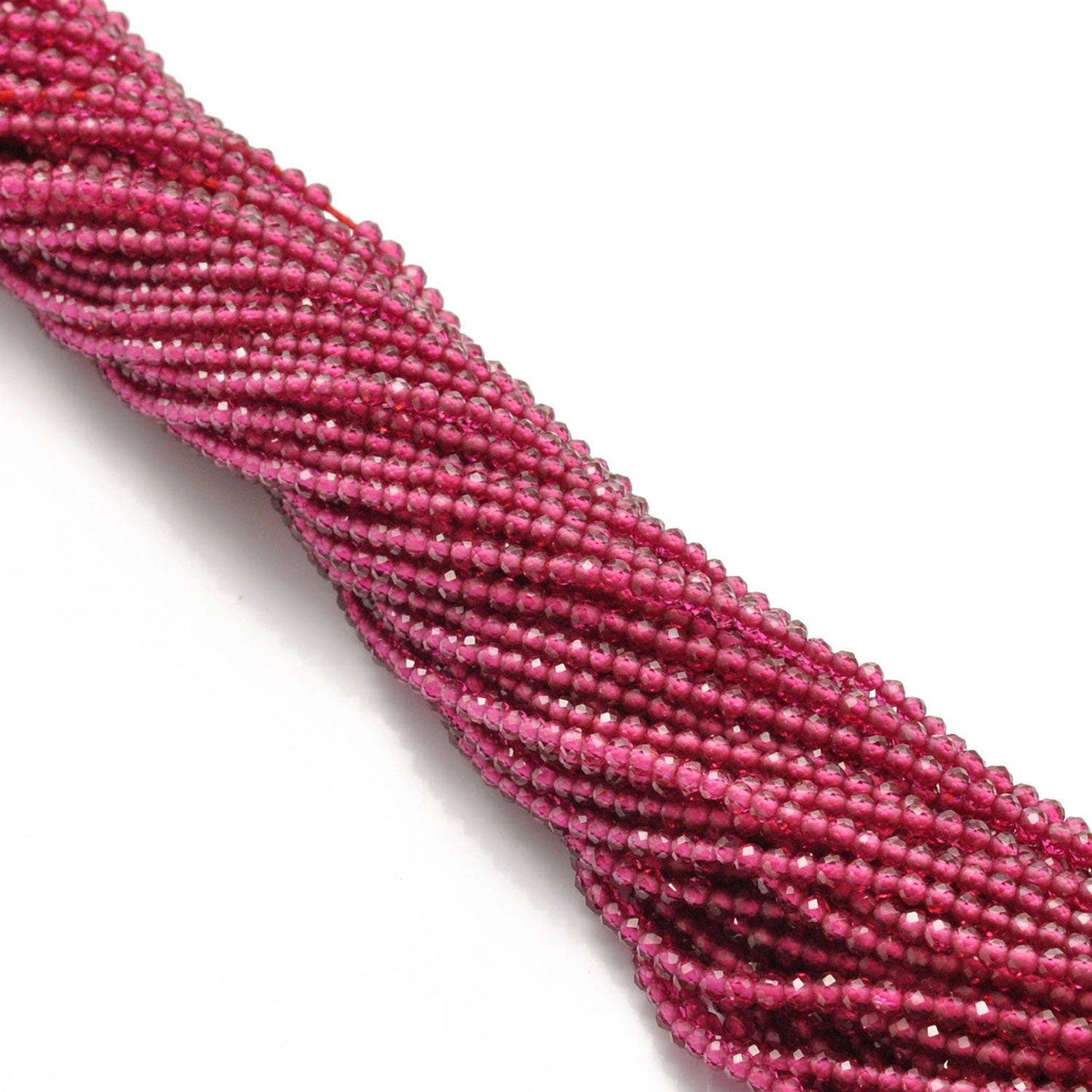 Ruby Corundum Round Faceted Gemstone Beads 13" - SAR Gems