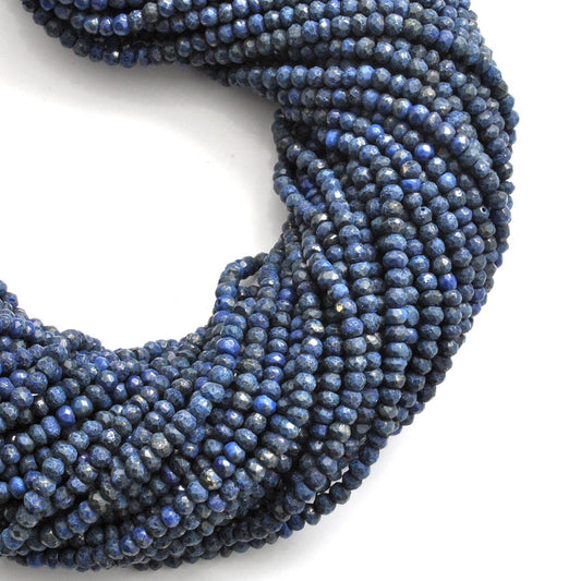 Lapis Lazuli Faceted Rondelle Gemstone Beads 3.5mm 13" Strand - SAR Gems