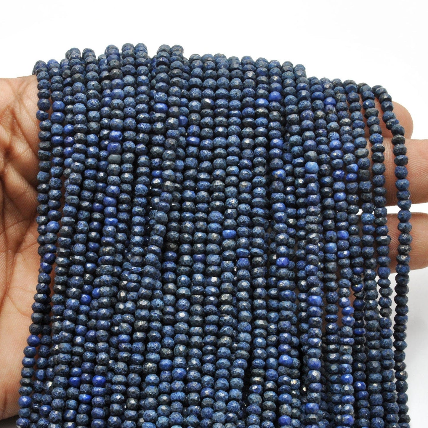 Lapis Lazuli Faceted Rondelle Gemstne Beads 3.5mm 13" Strand - SAR Gems