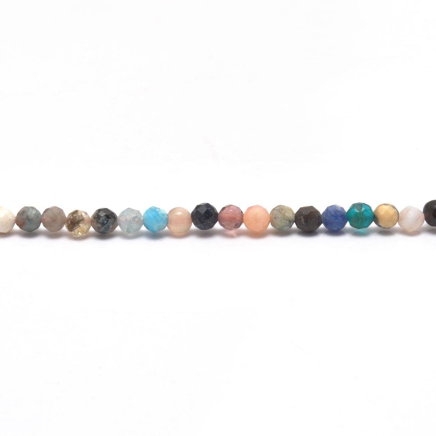 Natural Multi Gemstone Round Faceted Beads 12.5" Strand - SAR Gems
