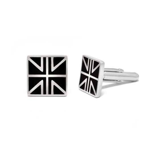 925 Sterling Silver Union Jack Silver Cufflinks - Sar Gems