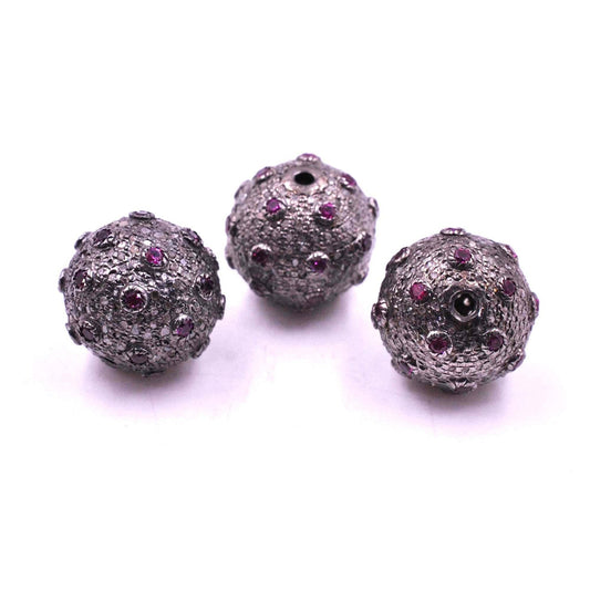 925 Sterling Silver Ruby Spacer Finding Beads