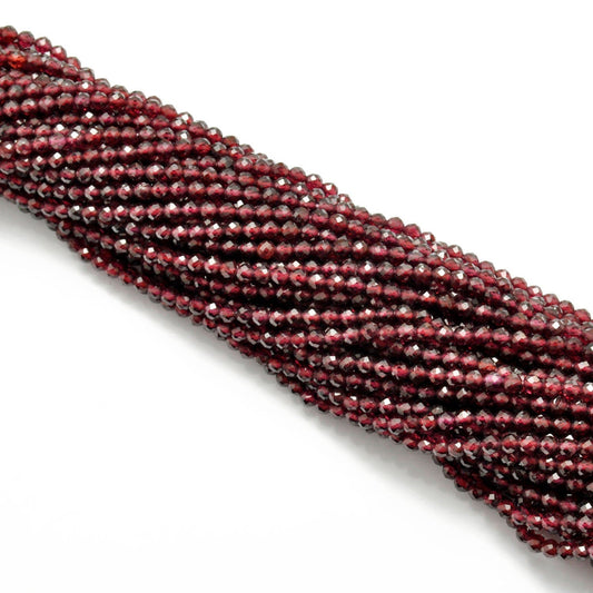 Natural Red Garnet Faceted Round Beads 12.5" Strand - SAR Gems