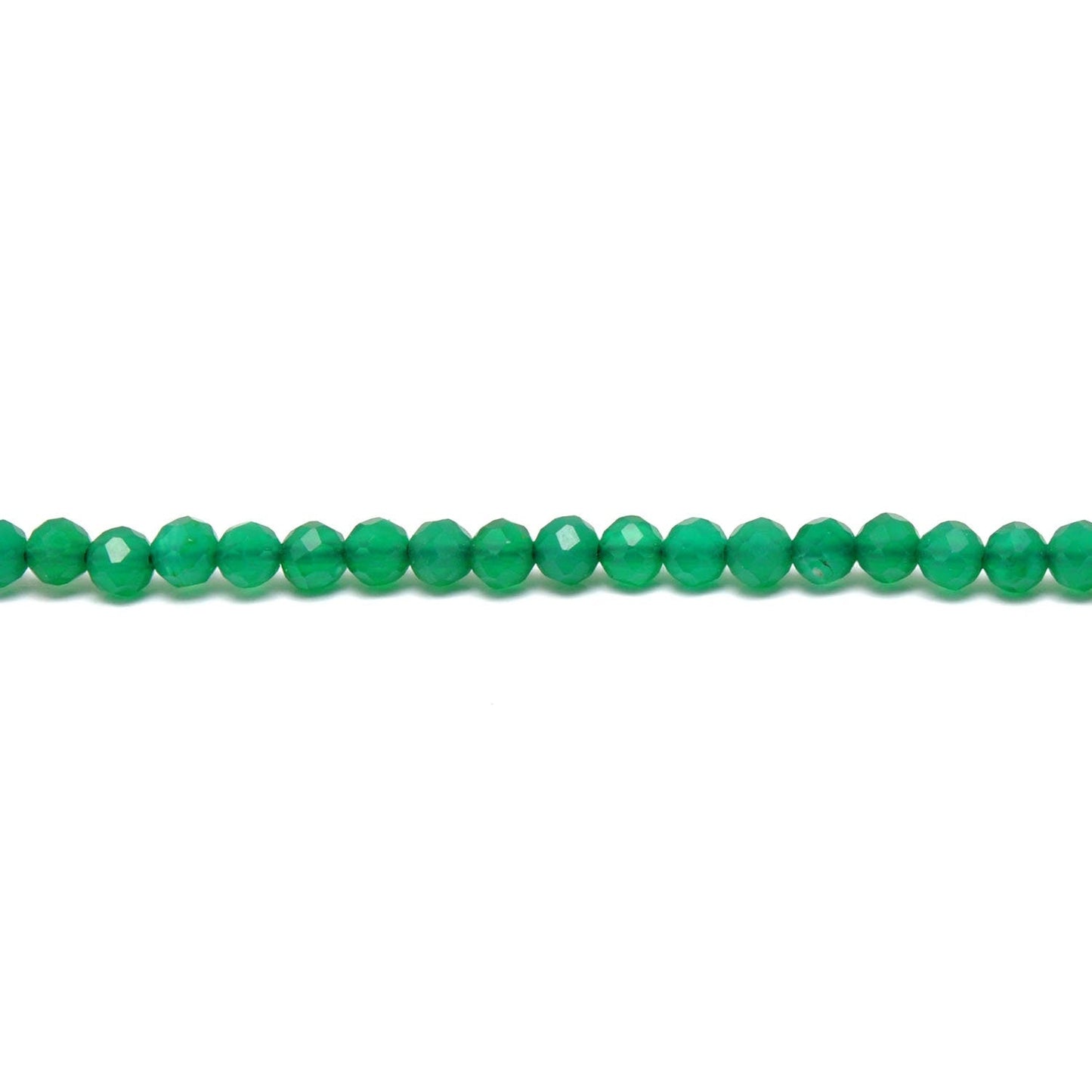 Natural Green Onyx Round Faceted Gemstone Beads 3-3.5mm 12.5" Strand - SAR Gems