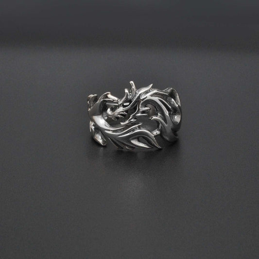 Silver Fierce Dragon Ring Size 9 - SAR Gems