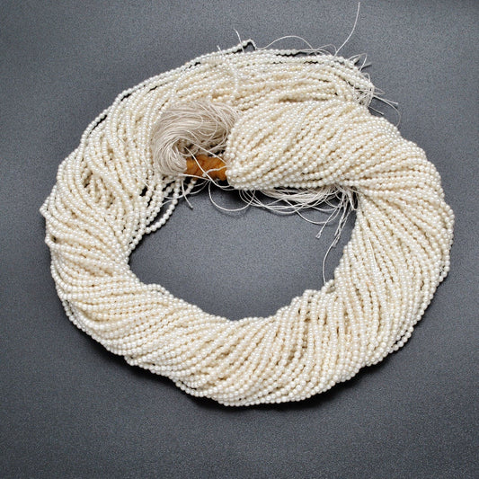 White Shell Pearl Round Gemstone Beads 16" Strand - SAR Gems