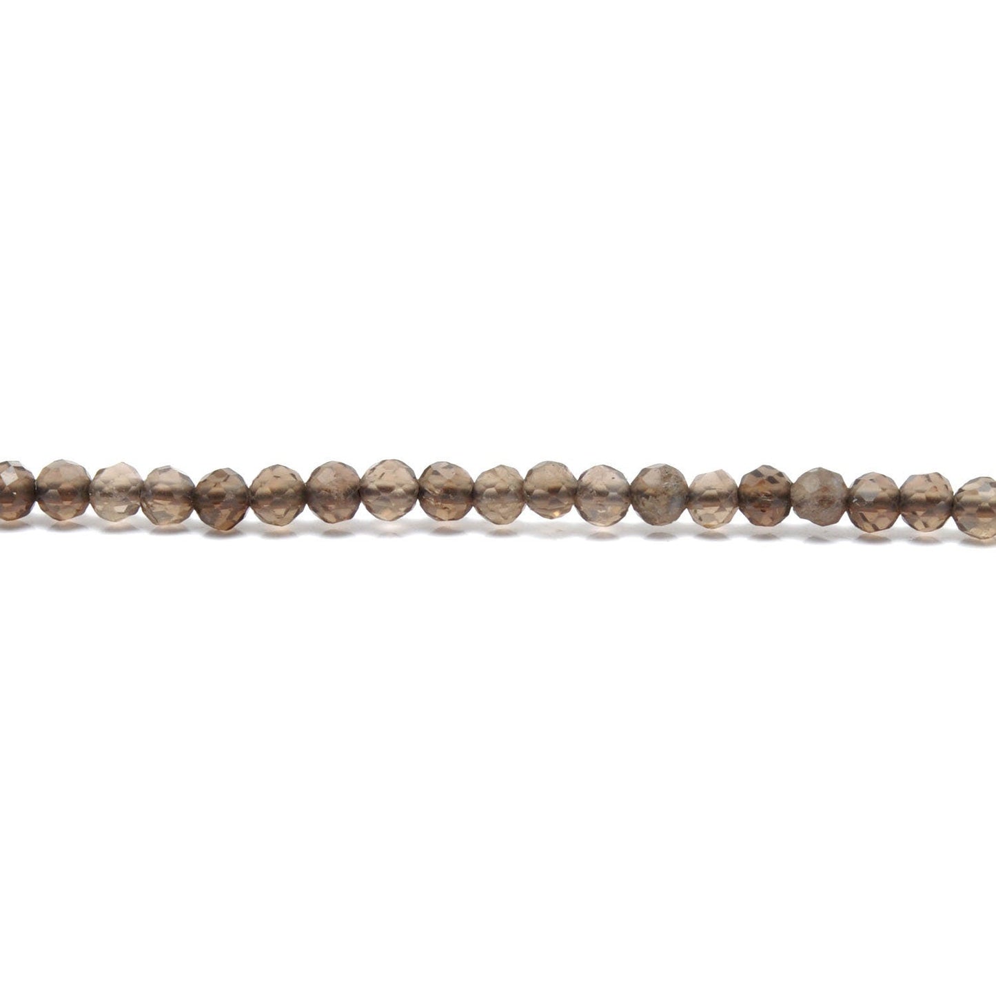 Natural Smokey Quartz Faceted Round Gemstone Beads 12.5" Strand - SAR Gems