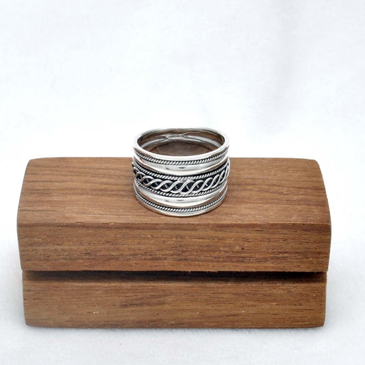 Thumb Silver Ring Size 10 Oxidized Anti-Stress Band - SAR Gems